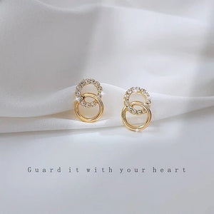 Double Ring Gold and Crystal Earing - All-In-One Store