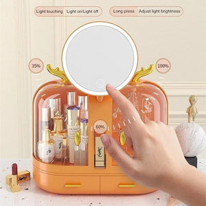 Elegant Makeup Organizer With LED Mirror - All-In-One Store
