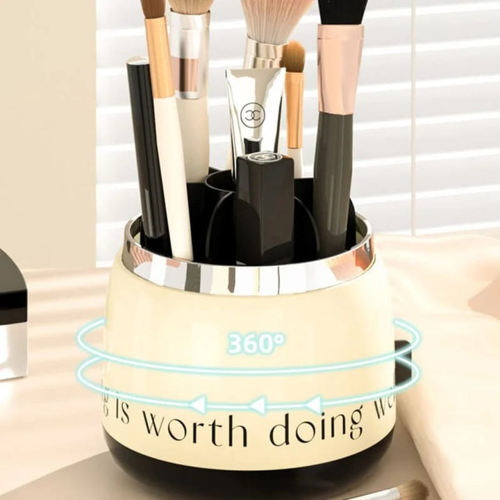 Exquisite Cosmetic Organizer with Dual Shelves and Brushes Holder - All-In-One Store