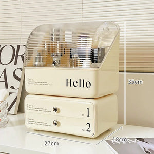 Exquisite Cosmetic Organizer with Dual Shelves and Brushes Holder - All-In-One Store