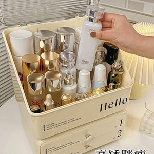 Exquisite Cosmetic Organizer with Dual Shelves and Brushes Holder - All-In-One Store