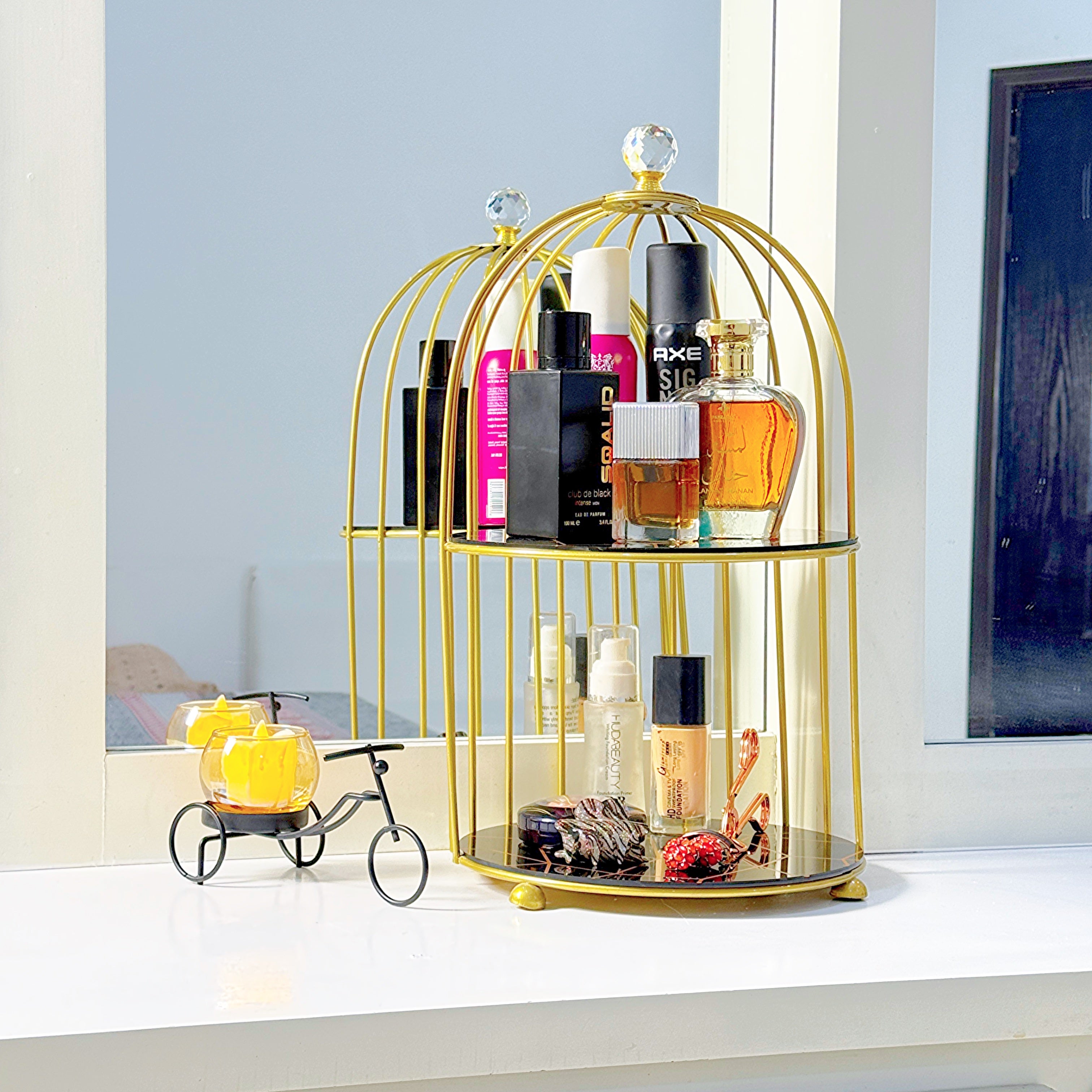 2-Tier Golden Vanity Cage by Matrix