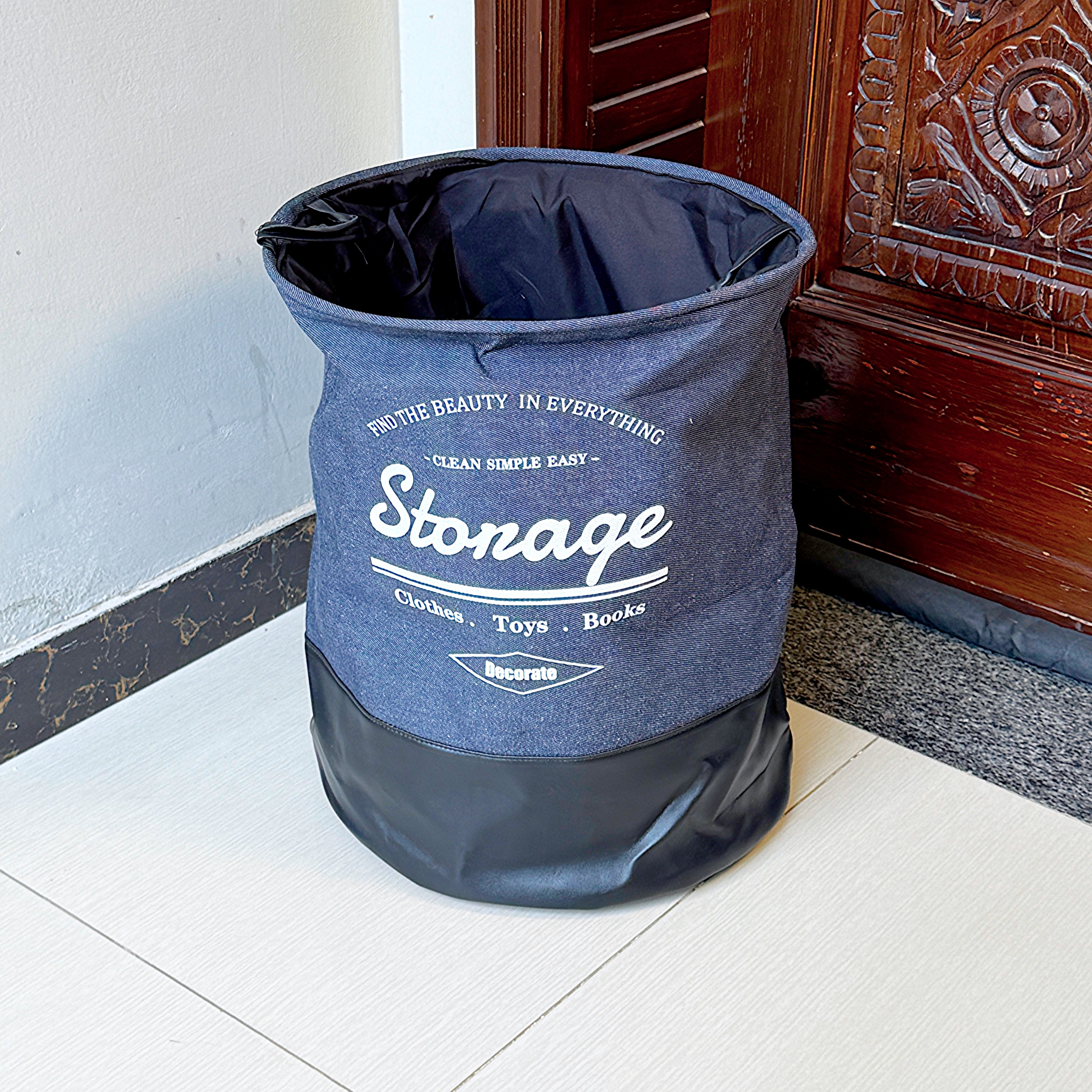 Multipurpose Premium Denim Foldable Storage Basket with Handles