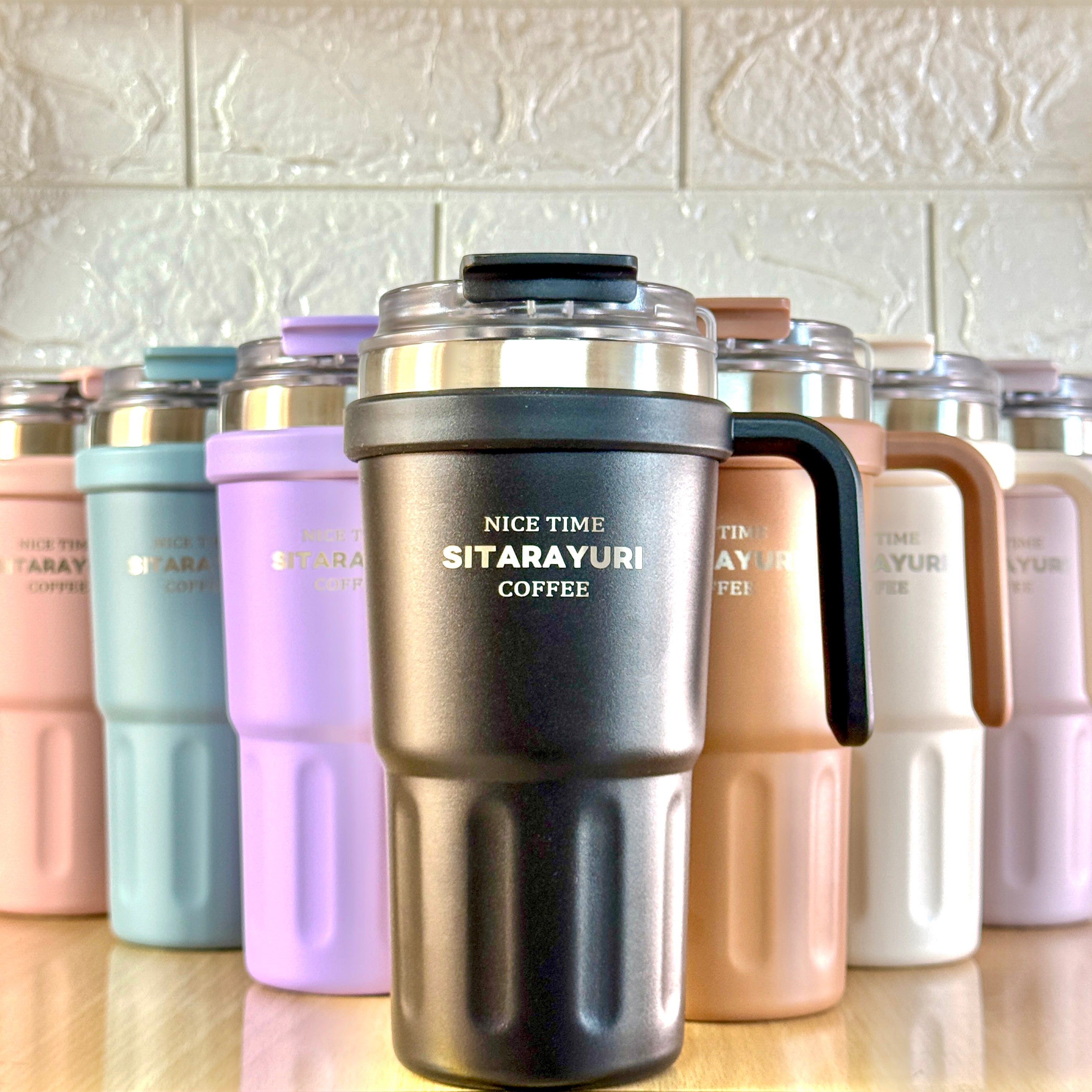 SITARAYURI Dual-Lid Double Wall Insulated Stainless Steel Tumbler (600ml) (ZF-037)