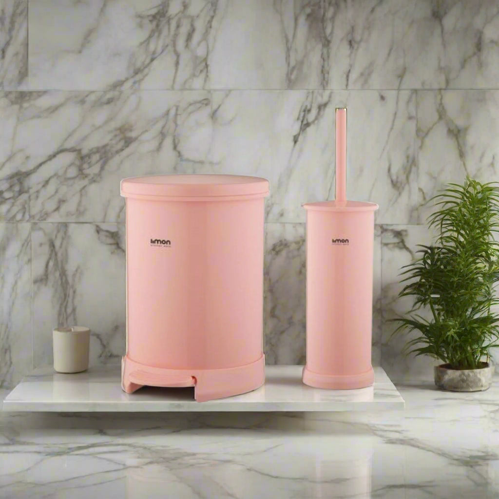 2 Pcs Dustbin With Brush (1298) By Limon