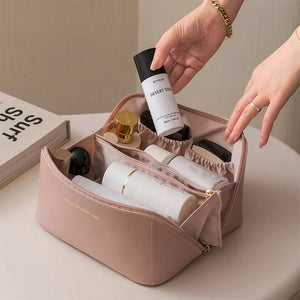 Large capacity leather Travel Cosmetic Bag - All-In-One Store