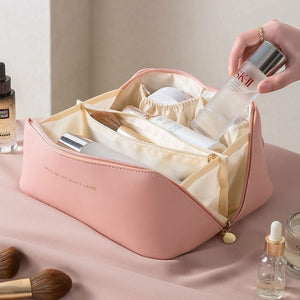 Large capacity leather Travel Cosmetic Bag - All-In-One Store