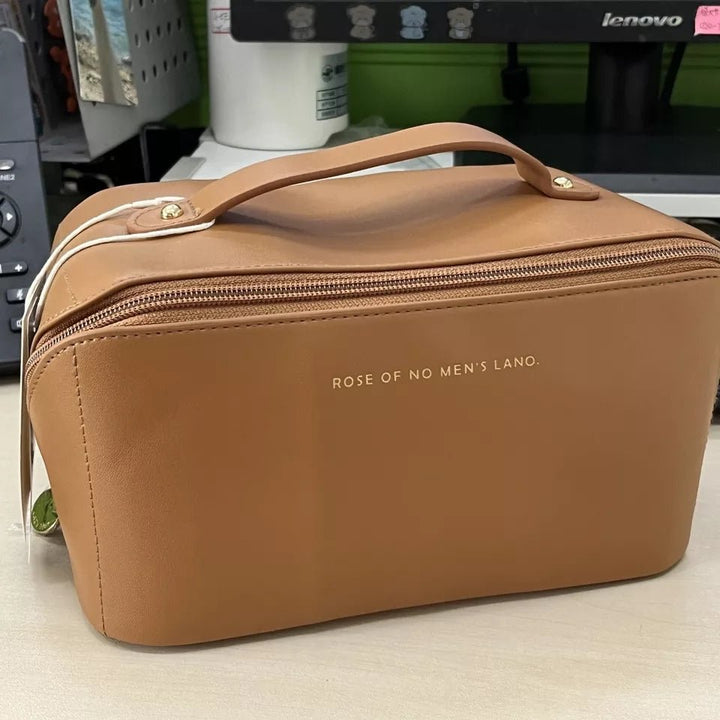 Large capacity leather Travel Cosmetic Bag - All-In-One Store