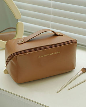 Large capacity leather Travel Cosmetic Bag - All-In-One Store