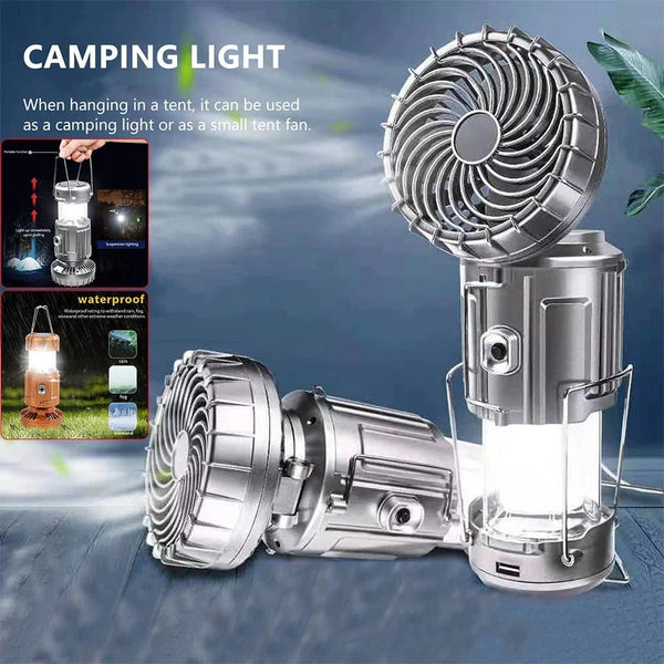 LED Solar Power Fan With Camping Light - All-In-One Store