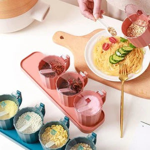 Multi Grid Kitchen Seasoning Set With Spoons - All-In-One Store