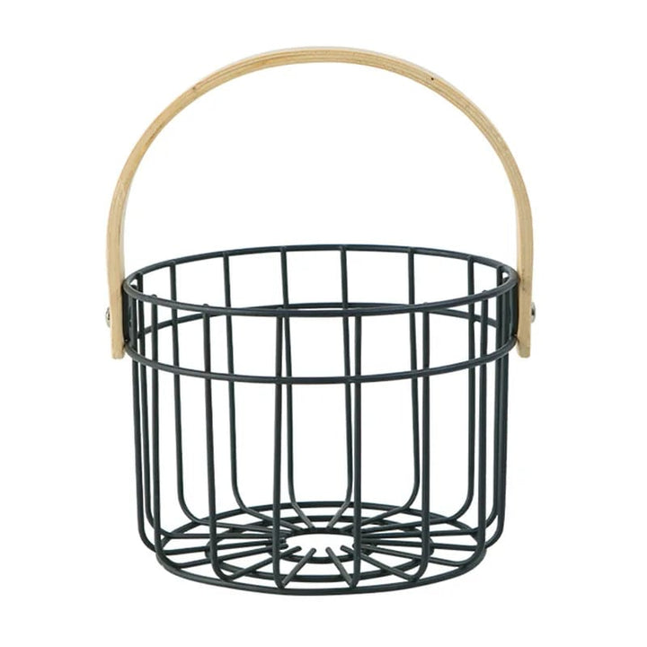 Multipurpose Iron Basket with Wooden Handle - All-In-One Store