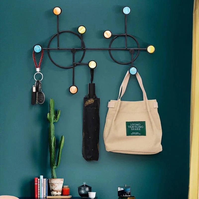 Nordic Style Wall Shelf With Hooks - Circle - All-In-One Store