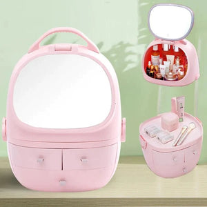Portable Cosmetic Organizer With led light Mirror - All-In-One Store