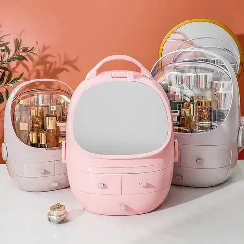 Portable Cosmetic Organizer With led light Mirror - All-In-One Store