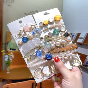 Premium Korean Crystal and Pearl Hairpins (Pack of 8) - All-In-One Store