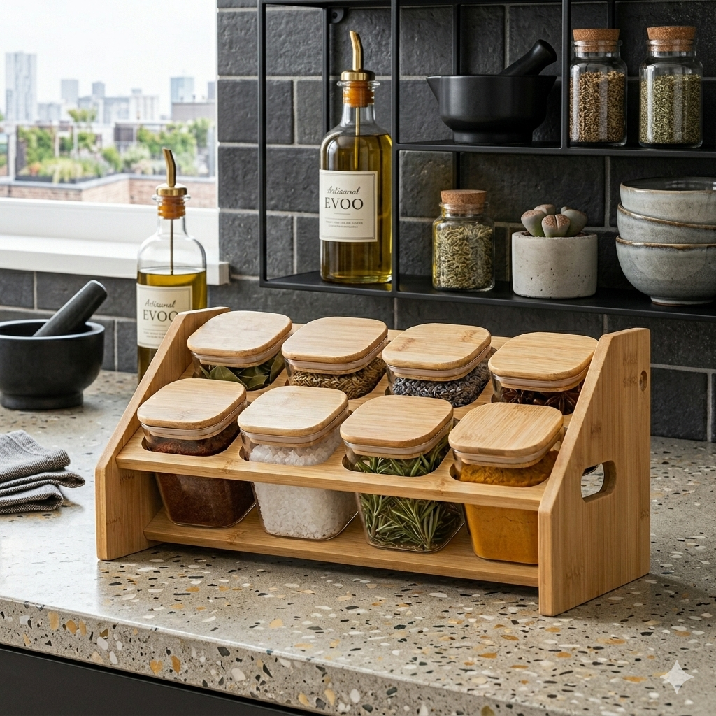 Angled Countertop Organizer for Kitchen Herbs & Seasonings (1139)