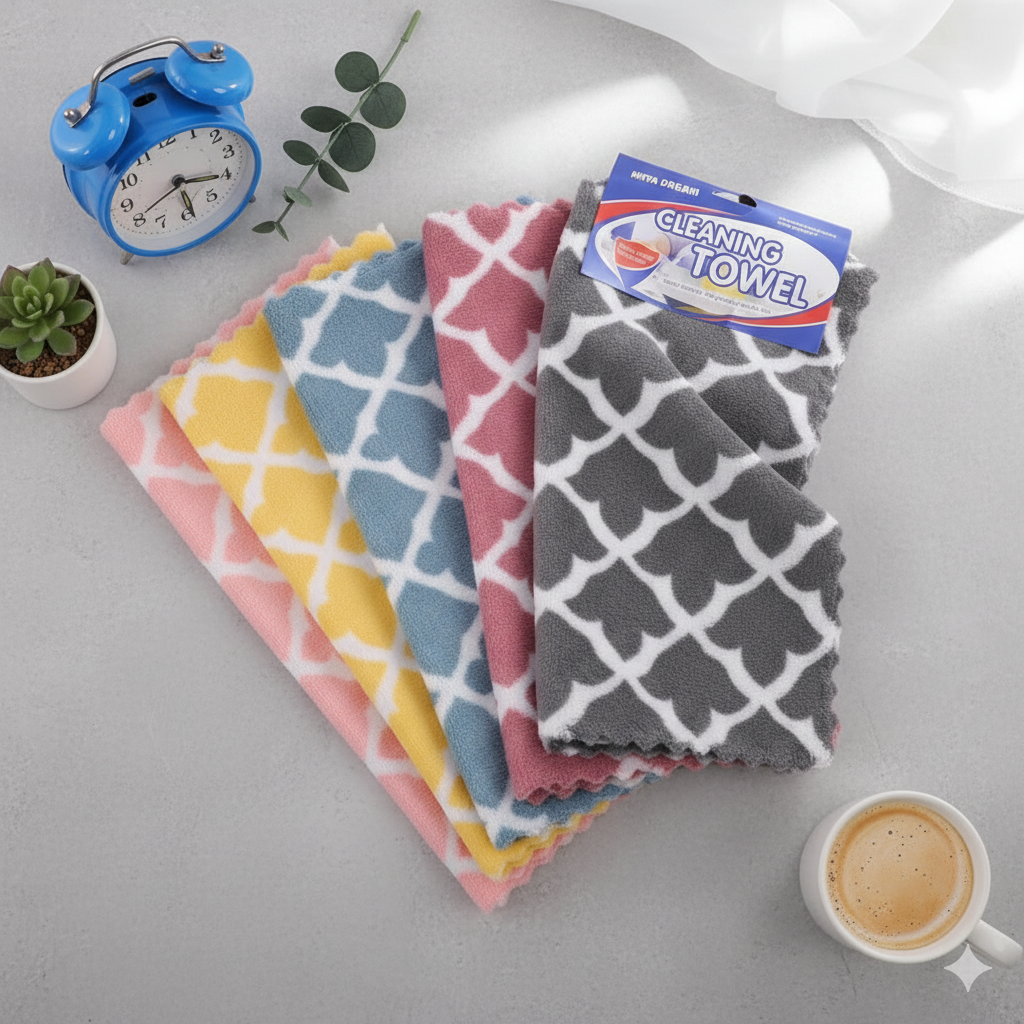 HomeCare Reusable Microfiber Cleaning Cloths (5 Pcs)