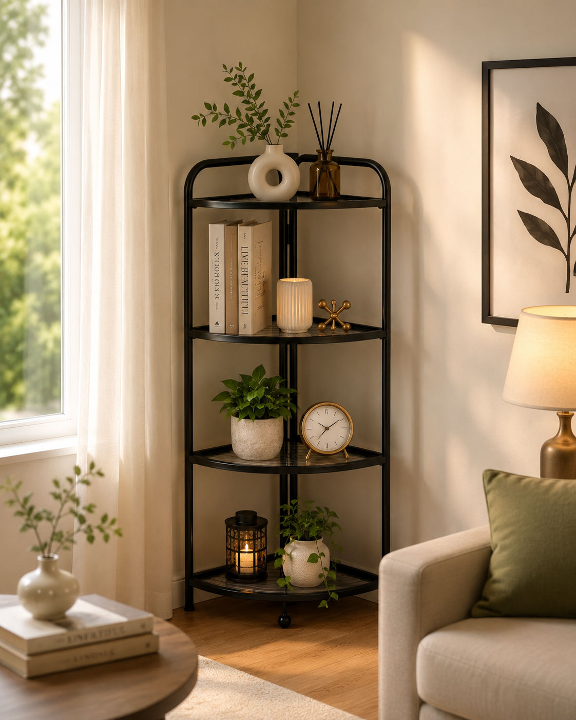 Foldable Metal Corner Shelf – 3 & 4 Tier