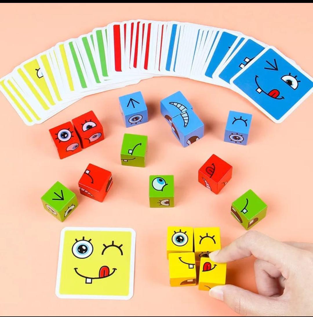 Face Matching Cube Game for Kids – 16 Blocks & 60 Challenge Cards