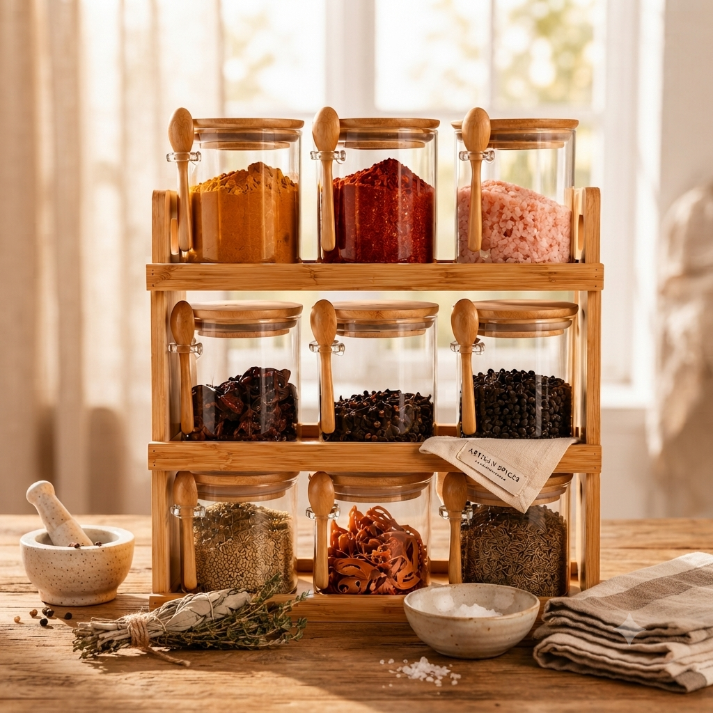 BambooTier 9-Jar Spice Organizer Set