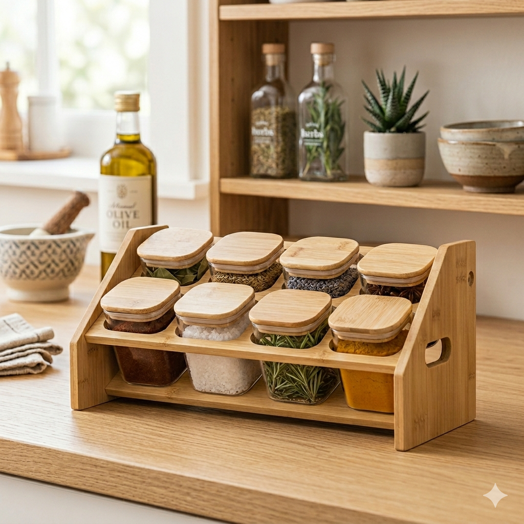 Angled Countertop Organizer for Kitchen Herbs & Seasonings (1139)