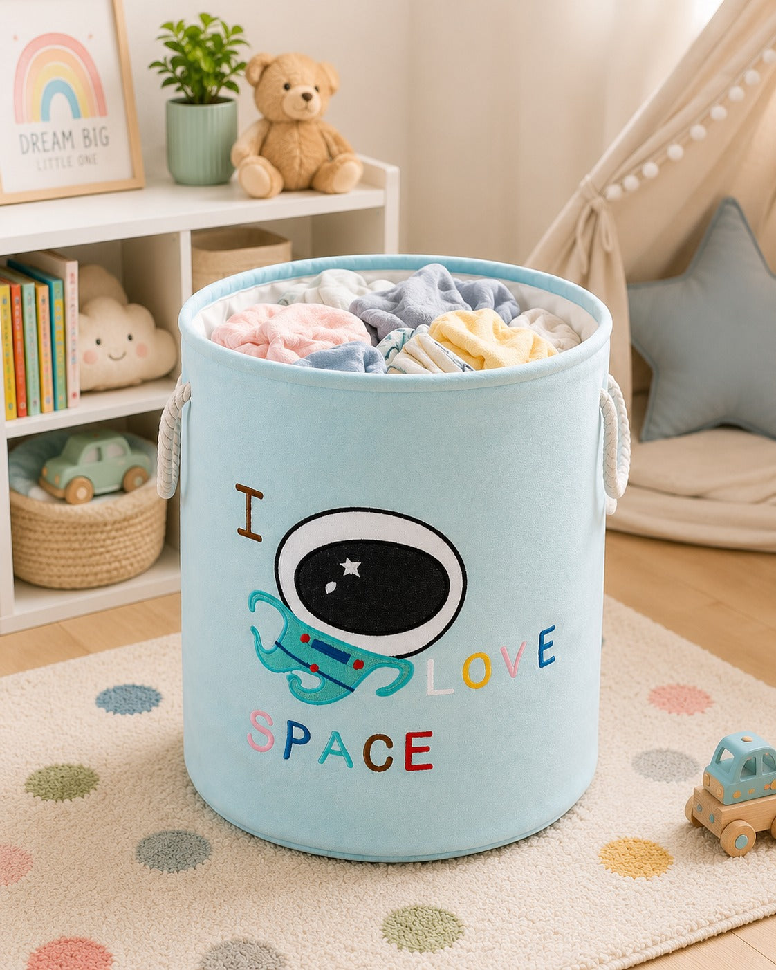Space Adventure Foldable Storage Basket – For Clothes, Toys & More