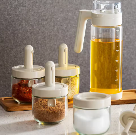 Spice & Grain Jar Set with Adjustable Spoon Length (3 Pcs)
