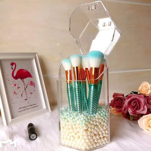 Transparent brush holder with pearls - All-In-One Store