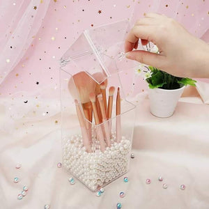 Transparent brush holder with pearls - All-In-One Store