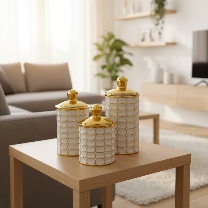 Octagon & Diamond Canister Trio - Solid