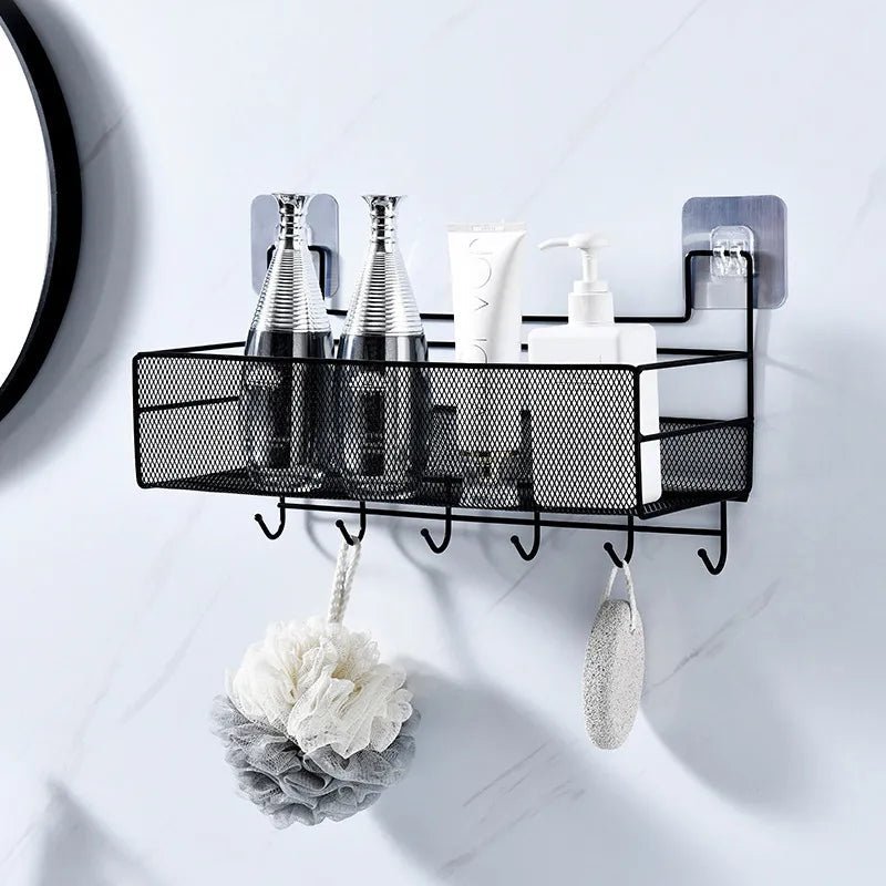 Wall shelf with hooks / Meshed wall shelf - All-In-One Store