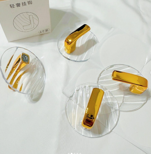 Shiny Holders – Diamond & Round Adhesive Wall Hooks (Pack of 4)