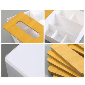Wood-Topped Multi-Sectional Tissue Holder - All-In-One Store