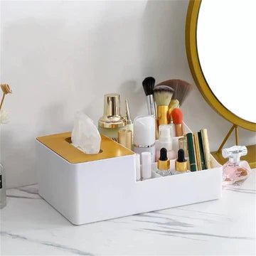 Wood-Topped Multi-Sectional Tissue Holder - All-In-One Store