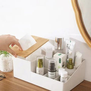 Wood-Topped Multi-Sectional Tissue Holder - All-In-One Store