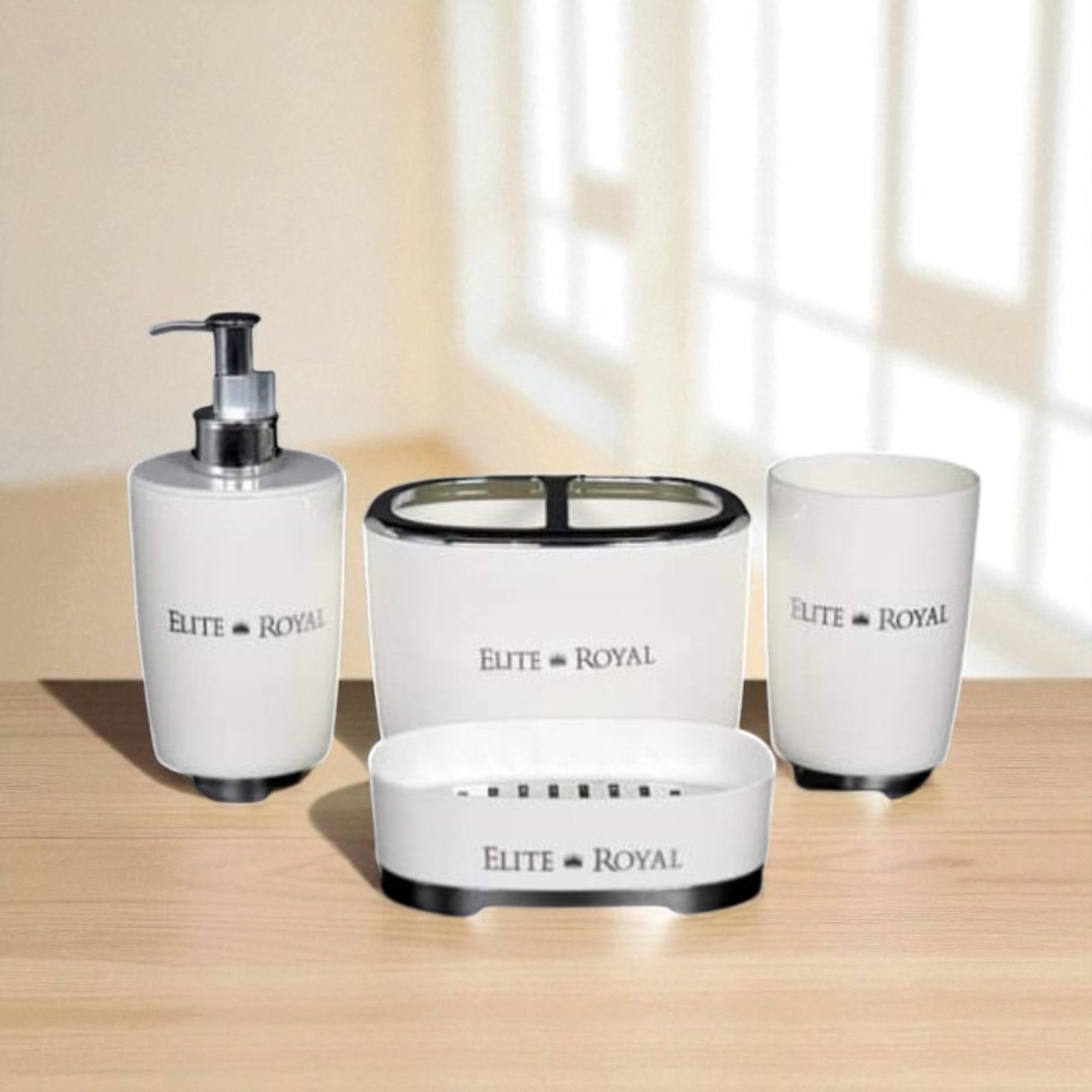 Elite Royal 4Pcs Bathroom Countertop Accessory Set