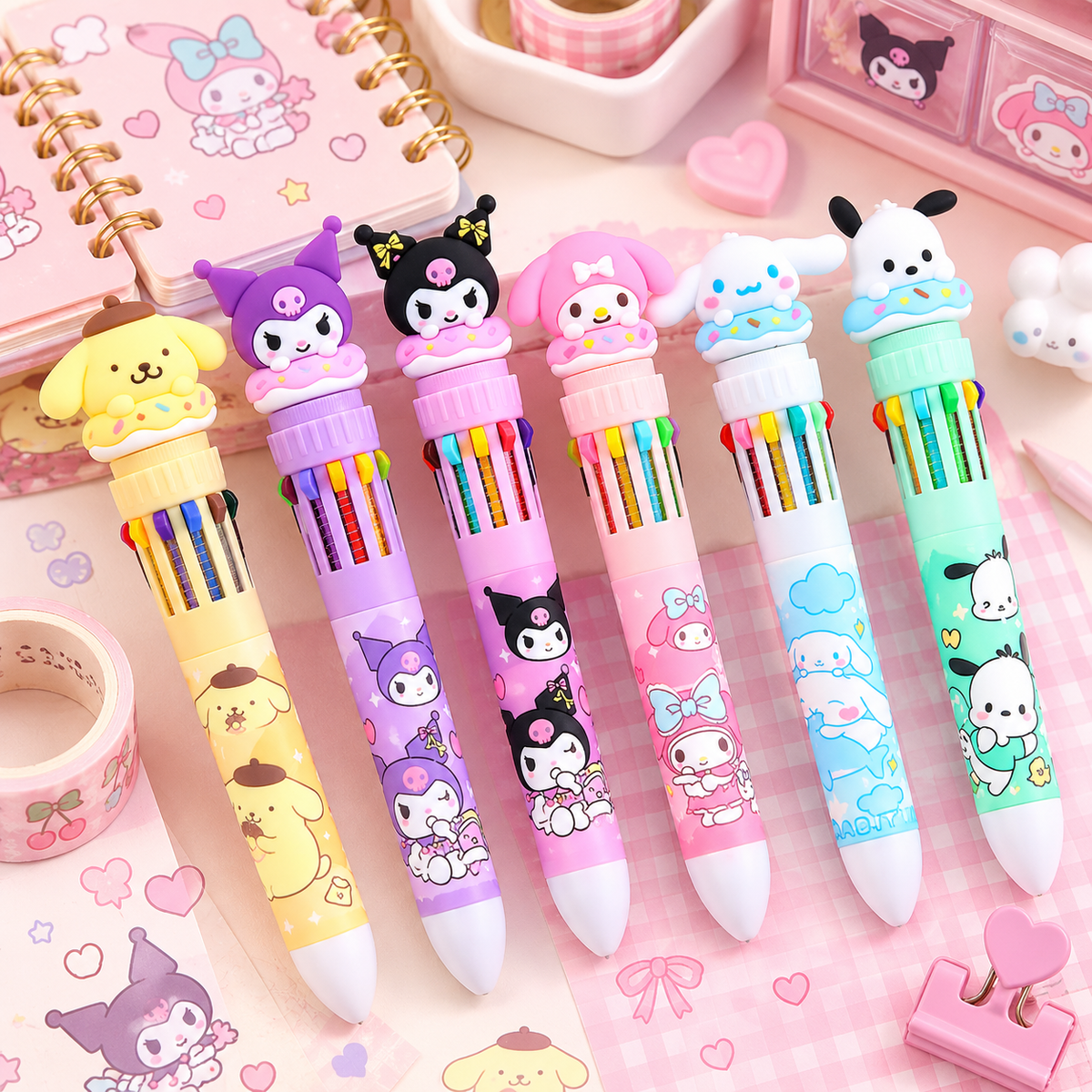 10-Colour Cartoon Multi-Ink Ballpoint Pen