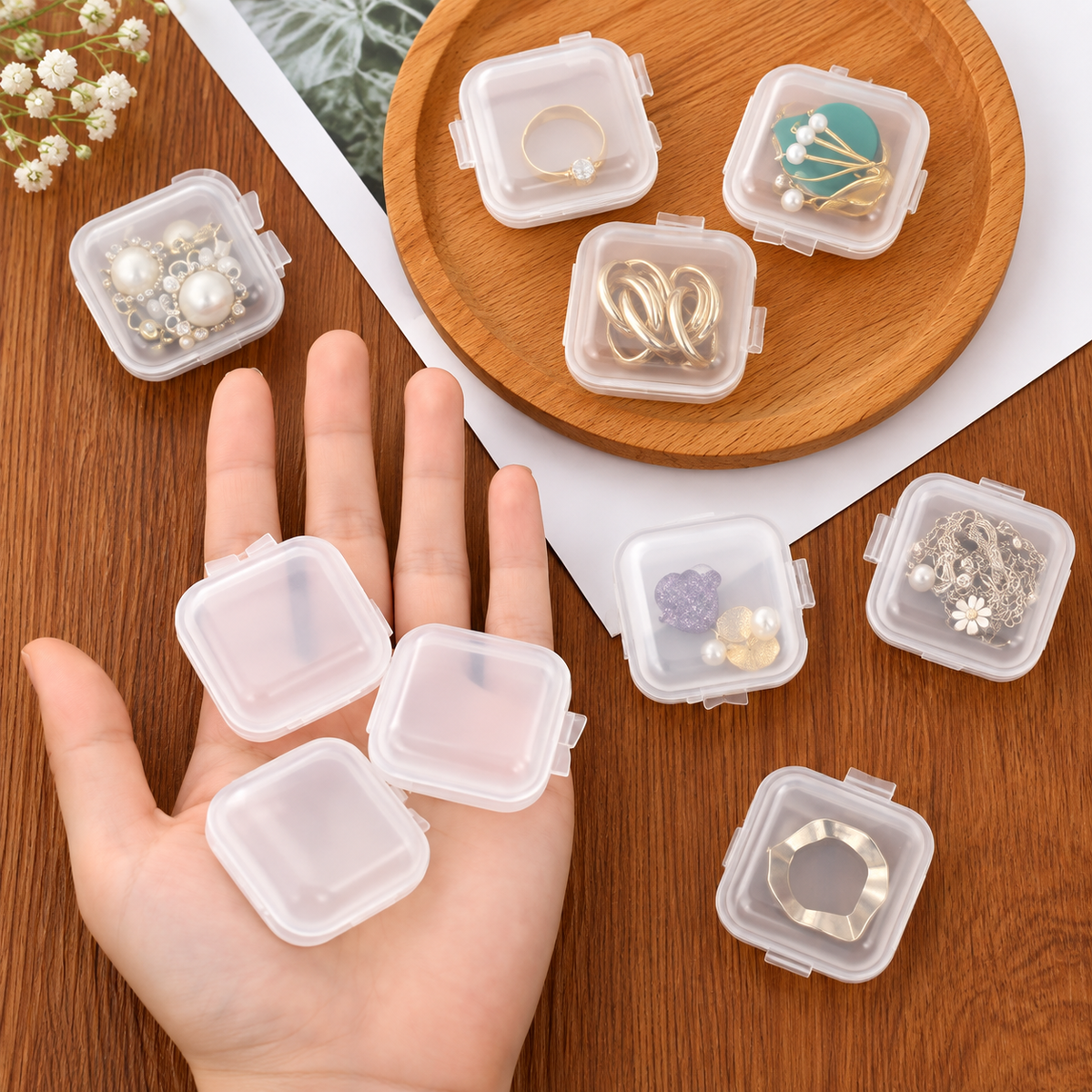 10-Piece Mini Clear Storage Boxes for Tiny Items & Jewellery