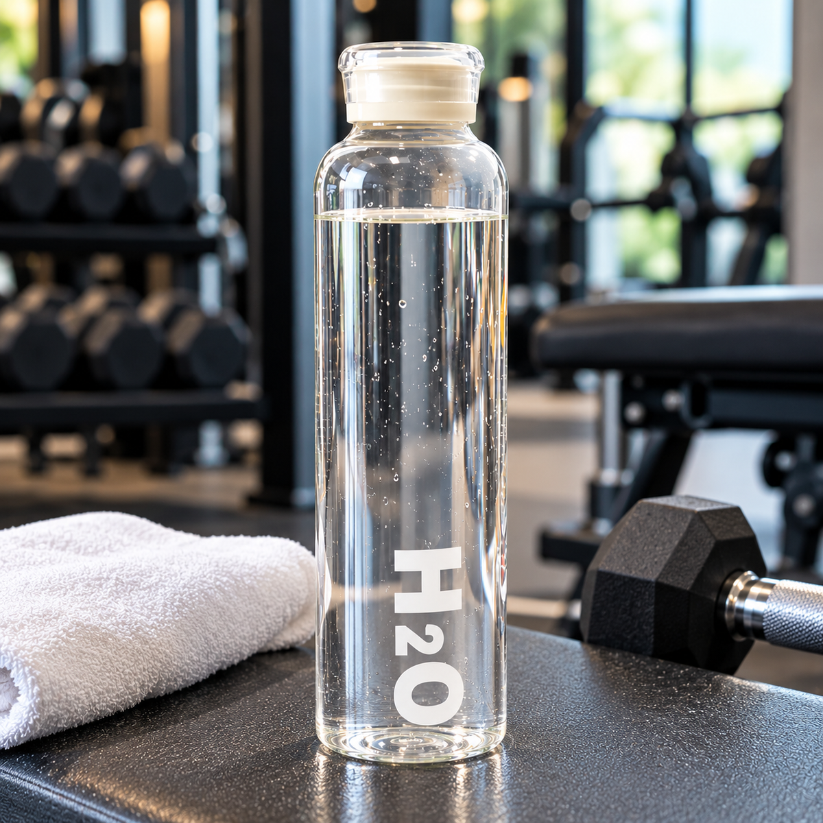 1000 ml Leak-Preventing Glass Water Bottle with Acrylic Cap