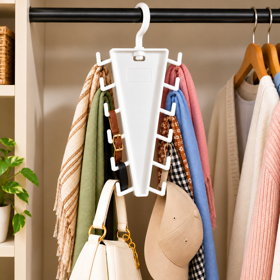 12-Hook Space-Saving Clothes & Accessories Hanger with 360° Swivel
