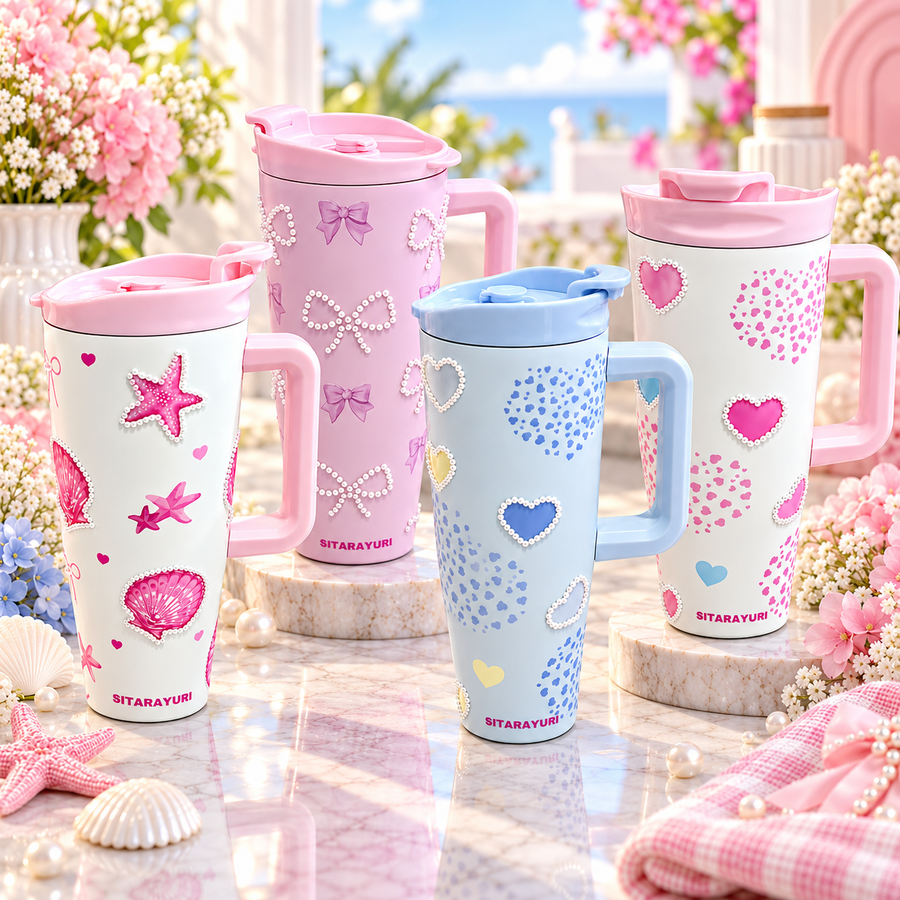 1200ml Insulated Tumbler with Handle & Removable Straw