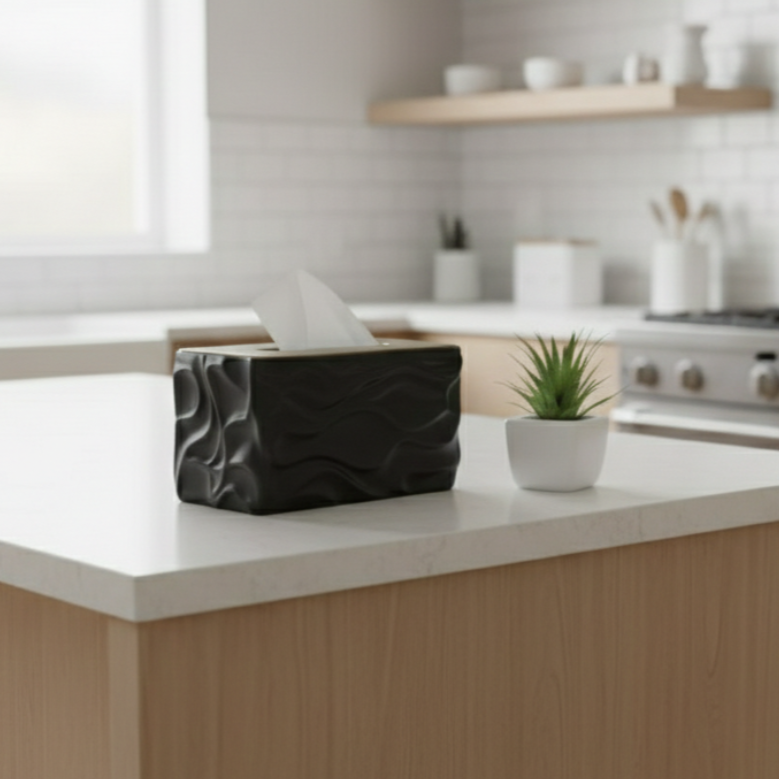 WaveLuxe Wooden-Top Tissue Box
