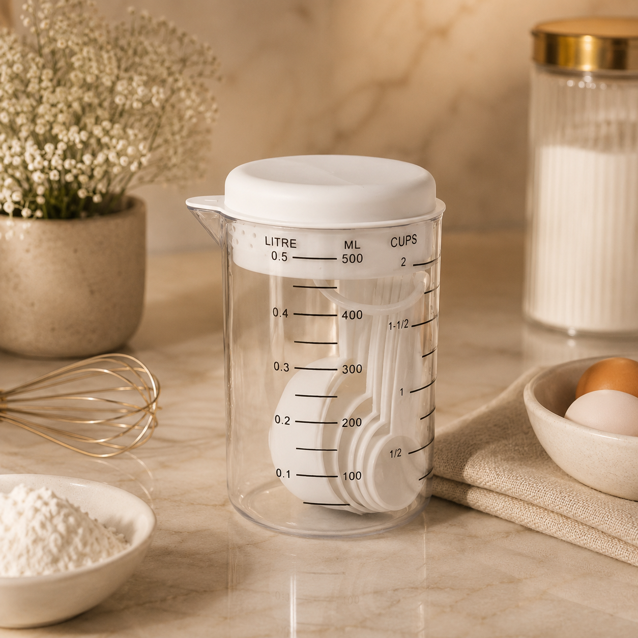 Seasoning Measuring Set with Spoons, Cup & Lid