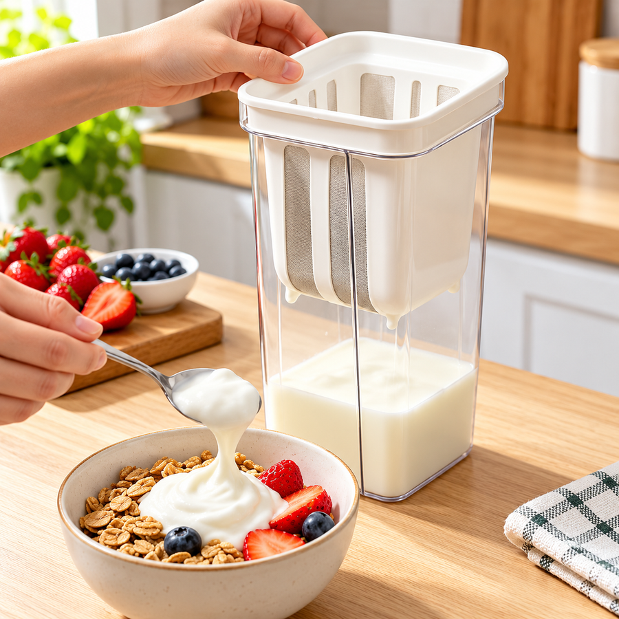1700ml Greek Yogurt Strainer with Fine Mesh & Whey Container