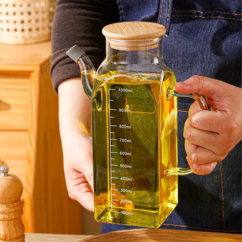 1L Borosilicate Jug with Airtight Wooden Lid & Precision Pour Stopper (1143)