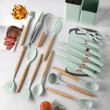 19-Pieces Silicone Kitchenware Utensils Set - All-In-One Store
