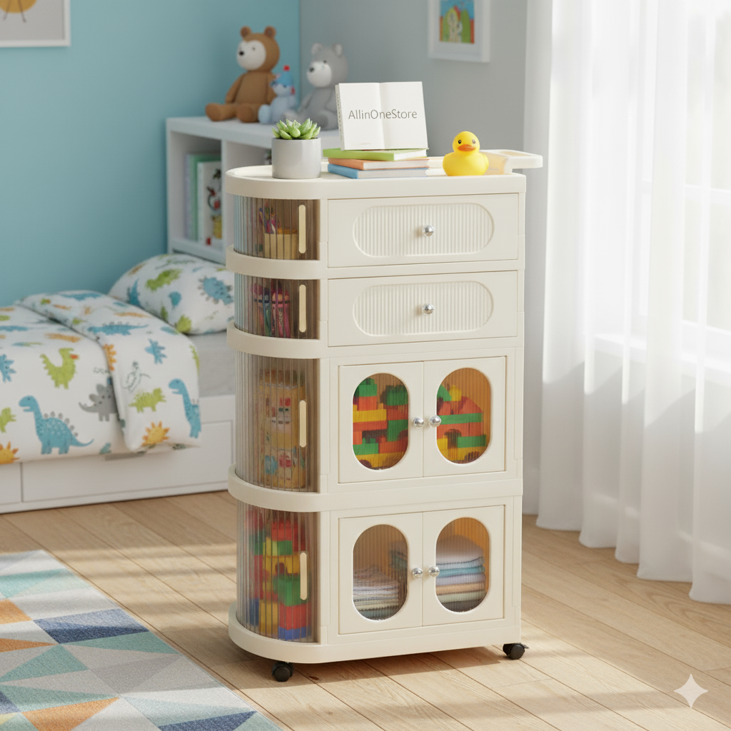 4-Tier Freestanding Storage Organizer with Wheels