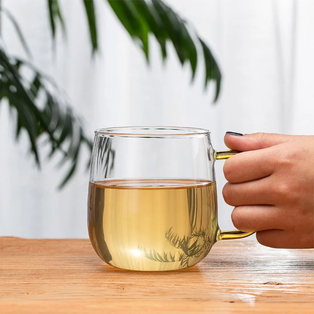 4-Pcs Glass Mugs with Colorful Handles (1149)