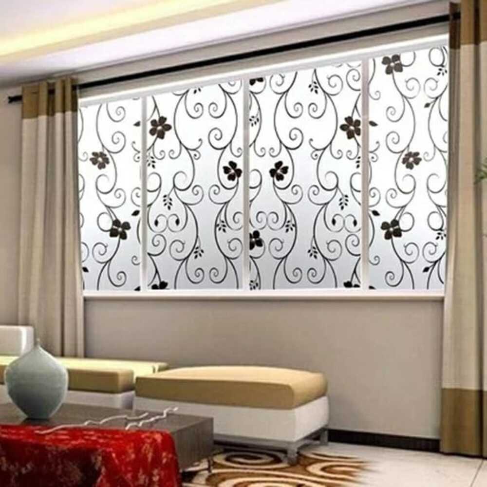 Frosted Floral & Swirls Privacy Window Film